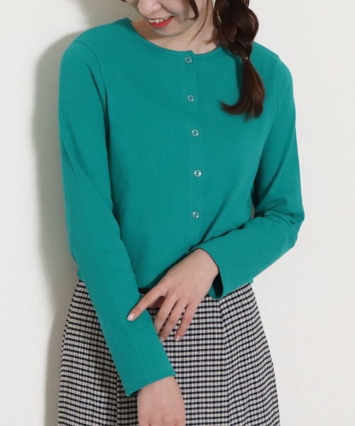 archives(アルシーヴ)の「リブショートカーディガン(カーディガン/ボレロ・レディース・ブラック/パープル/オフホワイト/グリーン/オレンジ/ピンク・MEDIUM)」の12枚目の写真