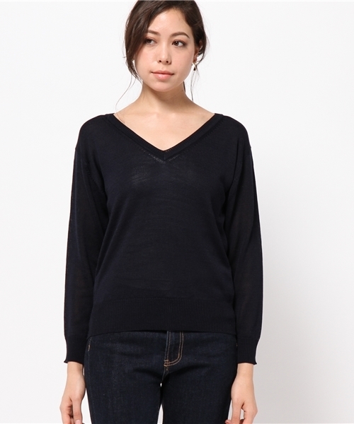 blondy(ブロンディー)の「シルクニットトップス(ニット/セーター・レディース・ベージュ/ネイビー/オフホワイト・FREE)」の4枚目の写真