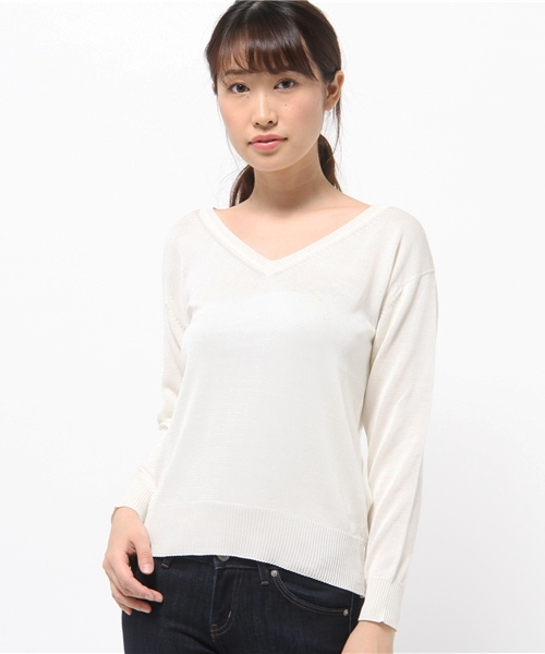 blondy(ブロンディー)の「シルクニットトップス(ニット/セーター・レディース・ベージュ/ネイビー/オフホワイト・FREE)」の11枚目の写真