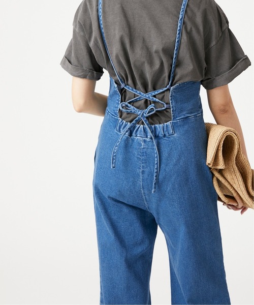 U by SPICK&SPAN（ユーバイスピックアンドスパン）の「バックレースアップ デニムオールインワン◆（つなぎ/オールインワン・レディース・ブルー・36/38）」の2枚目の写真