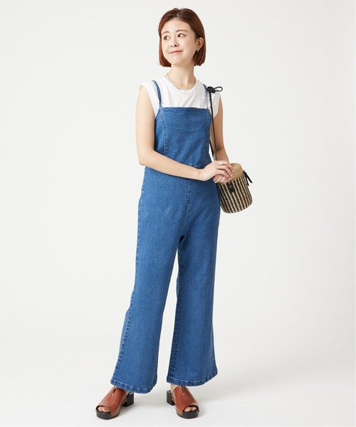 U by SPICK&SPAN（ユーバイスピックアンドスパン）の「バックレースアップ デニムオールインワン◆（つなぎ/オールインワン・レディース・ブルー・36/38）」の3枚目の写真