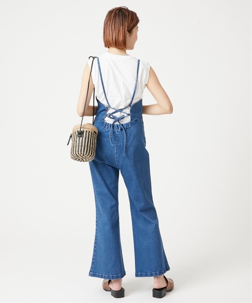 U by SPICK&SPAN（ユーバイスピックアンドスパン）の「バックレースアップ デニムオールインワン◆（つなぎ/オールインワン・レディース・ブルー・36/38）」の5枚目の写真
