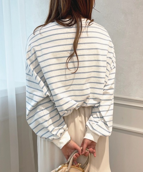 apres jour（アプレジュール）の「ボーダー袖ボリュームロンT【ZOZOTOWN限定アイテム】（Tシャツ/カットソー・レディース・オフホワイト/ピンク/ブラック系その他/ブルー系その他/ピンク系その他・X-LARGE/フリー）」の8枚目の写真