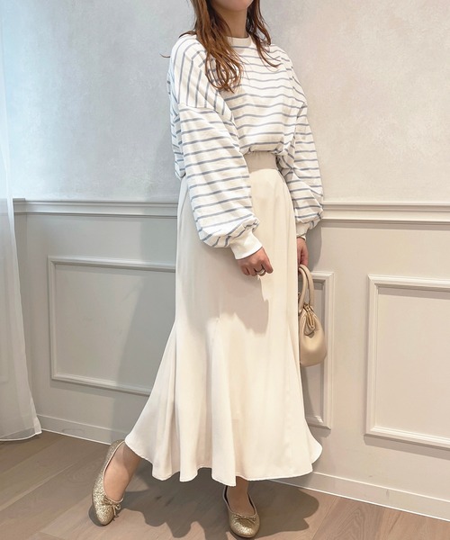 apres jour（アプレジュール）の「ボーダー袖ボリュームロンT【ZOZOTOWN限定アイテム】（Tシャツ/カットソー・レディース・オフホワイト/ピンク/ブラック系その他/ブルー系その他/ピンク系その他・X-LARGE/フリー）」の9枚目の写真