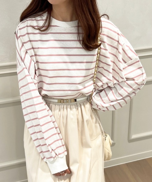 apres jour（アプレジュール）の「ボーダー袖ボリュームロンT【ZOZOTOWN限定アイテム】（Tシャツ/カットソー・レディース・オフホワイト/ピンク/ブラック系その他/ブルー系その他/ピンク系その他・X-LARGE/フリー）」の11枚目の写真