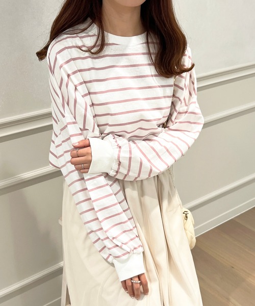 apres jour（アプレジュール）の「ボーダー袖ボリュームロンT【ZOZOTOWN限定アイテム】（Tシャツ/カットソー・レディース・オフホワイト/ピンク/ブラック系その他/ブルー系その他/ピンク系その他・X-LARGE/フリー）」の12枚目の写真