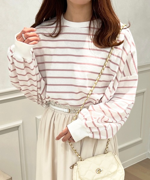 apres jour（アプレジュール）の「ボーダー袖ボリュームロンT【ZOZOTOWN限定アイテム】（Tシャツ/カットソー・レディース・オフホワイト/ピンク/ブラック系その他/ブルー系その他/ピンク系その他・X-LARGE/フリー）」の13枚目の写真