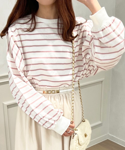 apres jour（アプレジュール）の「ボーダー袖ボリュームロンT【ZOZOTOWN限定アイテム】（Tシャツ/カットソー・レディース・オフホワイト/ピンク/ブラック系その他/ブルー系その他/ピンク系その他・X-LARGE/フリー）」の14枚目の写真