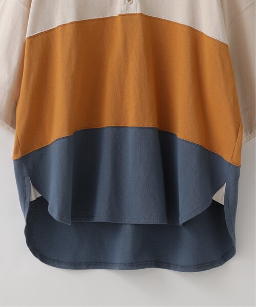 DOUBLE NAME（ダブルネーム）の「異素材ポロ衿5分袖プルオーバー（ポロシャツ・レディース・グリーン/スミクロ/キナリ・FREE）」の20枚目の写真