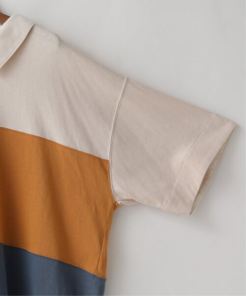 DOUBLE NAME（ダブルネーム）の「異素材ポロ衿5分袖プルオーバー（ポロシャツ・レディース・グリーン/スミクロ/キナリ・FREE）」の22枚目の写真