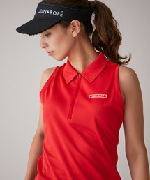 【UV】【吸水速乾】ハーフZIPノースリーブポロシャツ