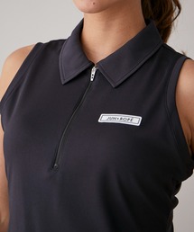 【UV】【吸水速乾】ハーフZIPノースリーブポロシャツ