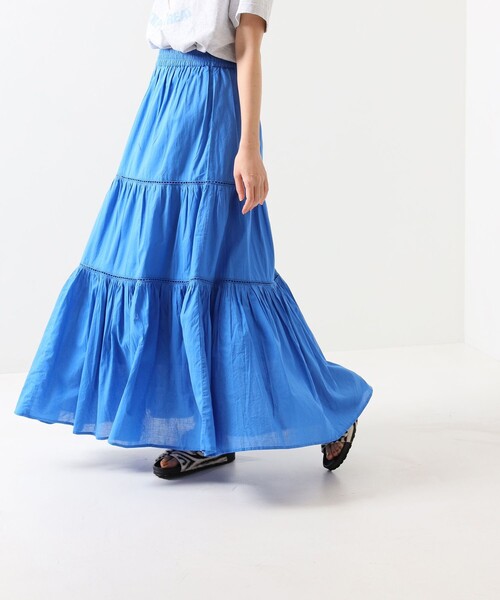 FREAK'S STORE(フリークスストア)の「インドティアードマキシスカート(スカート・レディース・ブラック/オフホワイト/サックスブルー/オレンジ/ブルー/グリーン/ブルーグリーン・フリ-)」の18枚目の写真