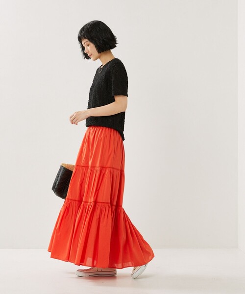 FREAK'S STORE(フリークスストア)の「インドティアードマキシスカート(スカート・レディース・ブラック/オフホワイト/サックスブルー/オレンジ/ブルー/グリーン/ブルーグリーン・フリ-)」の11枚目の写真