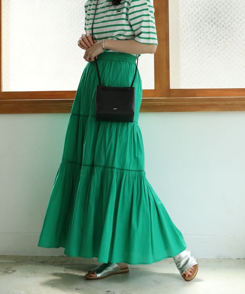 FREAK'S STORE(フリークスストア)の「インドティアードマキシスカート(スカート・レディース・ブラック/オフホワイト/サックスブルー/オレンジ/ブルー/グリーン/ブルーグリーン・フリ-)」の3枚目の写真