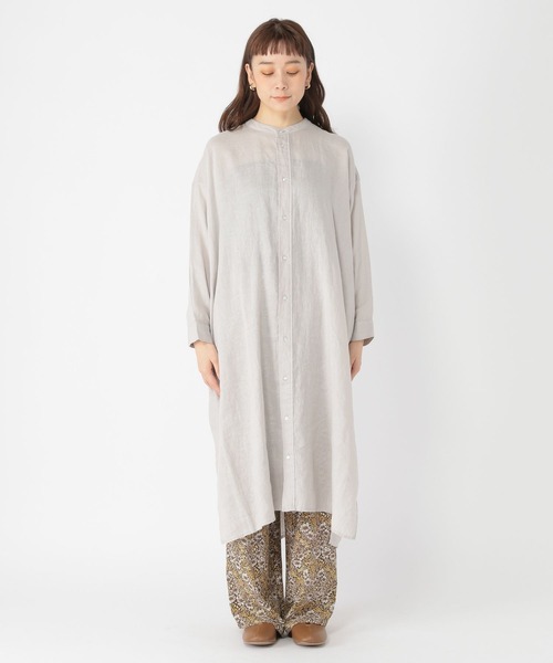studio CLIP（スタディオクリップ）の「《リネン100％》リネンバンドカラーシャツワンピース（ワンピース・レディース・ライトグレー/ブラウン/イエロー/グリーン・FREE）」の16枚目の写真