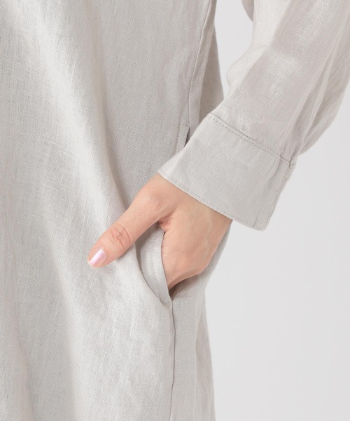 studio CLIP（スタディオクリップ）の「《リネン100％》リネンバンドカラーシャツワンピース（ワンピース・レディース・ライトグレー/ブラウン/イエロー/グリーン・FREE）」の21枚目の写真