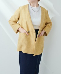 セット着用可/シーズンムードを高めてくれる リネンライクノーカラージャケット