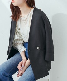 natural couture | セット着用可/シーズンムードを高めてくれる リネンライクノーカラージャケット(ノーカラージャケット)