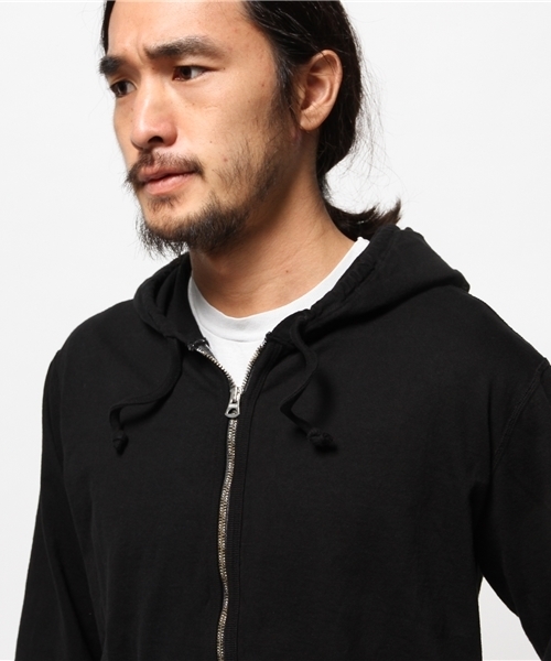 Denime（ドゥニーム）の「【MadeInJapan】ベーシックカットソージップパーカー（パーカー・メンズ・ホワイト/ブラック/サックスブルー・SMALL/LARGE/MEDIUM）」の8枚目の写真