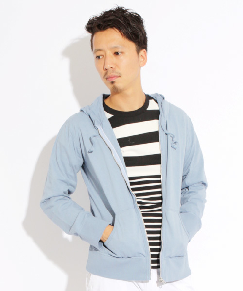 Denime（ドゥニーム）の「BASIC CUT FULL ZIP PARKA（パーカー・メンズ・サックスブルー/ブラック/ホワイト・LARGE/MEDIUM/SMALL）」の6枚目の写真