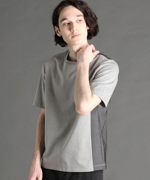 MONSIEUR NICOLE（ムッシュニコル）の「モクロディ パネルカラーTシャツ（Tシャツ/カットソー・メンズ・グレー/ホワイト/ブラック・LARGE/X-LARGE/MEDIUM）」の3枚目の写真