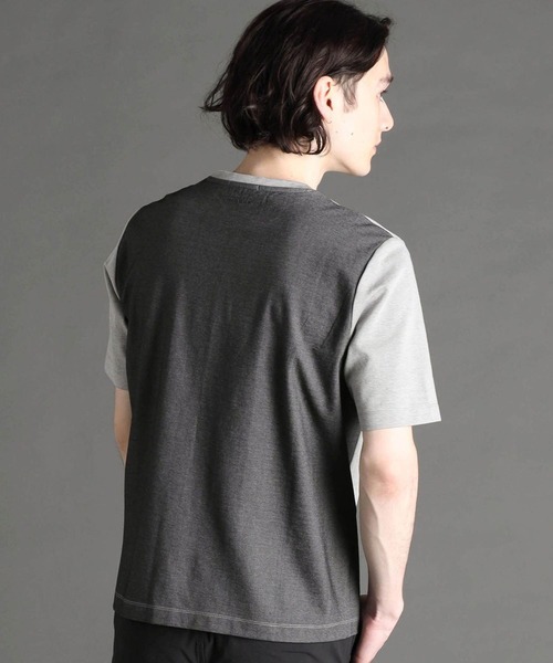 MONSIEUR NICOLE（ムッシュニコル）の「モクロディ パネルカラーTシャツ（Tシャツ/カットソー・メンズ・グレー/ホワイト/ブラック・LARGE/X-LARGE/MEDIUM）」の8枚目の写真