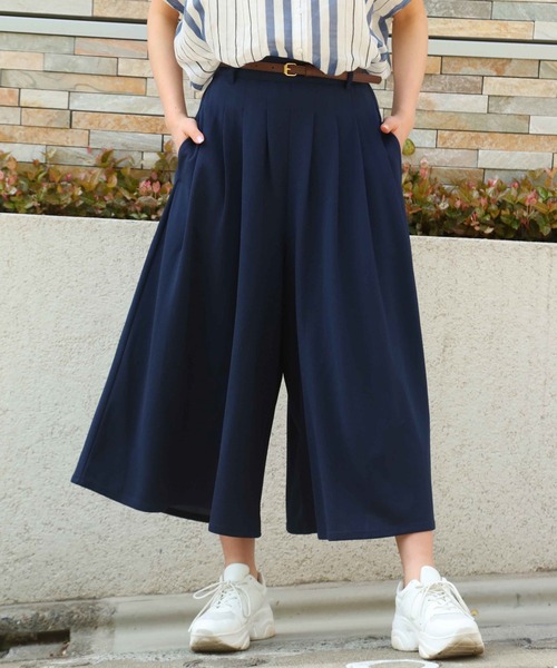 NAVY(ネイビー)の「ベルト付き カットジョーゼットタックパンツ(その他パンツ・レディース・ネイビー/カーキ/ブラック・L/M)」の3枚目の写真