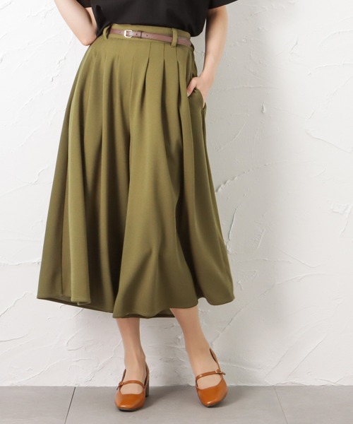 NAVY(ネイビー)の「ベルト付き カットジョーゼットタックパンツ(その他パンツ・レディース・ネイビー/カーキ/ブラック・L/M)」の1枚目の写真