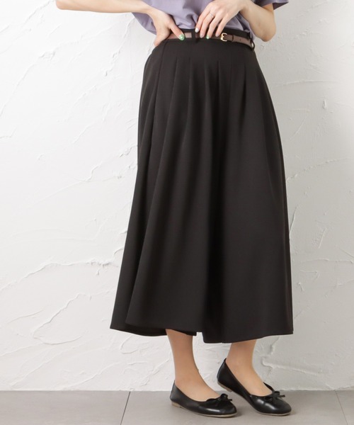 NAVY(ネイビー)の「ベルト付き カットジョーゼットタックパンツ(その他パンツ・レディース・ネイビー/カーキ/ブラック・L/M)」の2枚目の写真