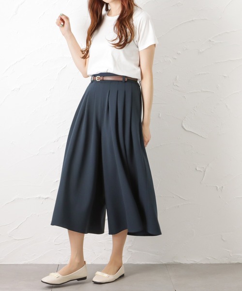 NAVY(ネイビー)の「ベルト付き カットジョーゼットタックパンツ(その他パンツ・レディース・ネイビー/カーキ/ブラック・L/M)」の6枚目の写真