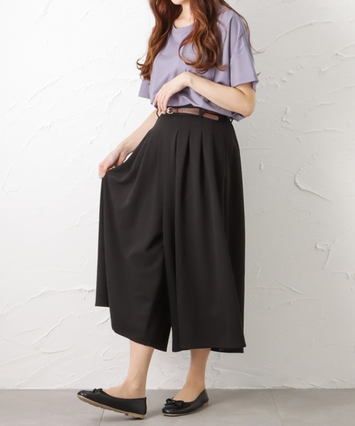 NAVY(ネイビー)の「ベルト付き カットジョーゼットタックパンツ(その他パンツ・レディース・ネイビー/カーキ/ブラック・L/M)」の4枚目の写真