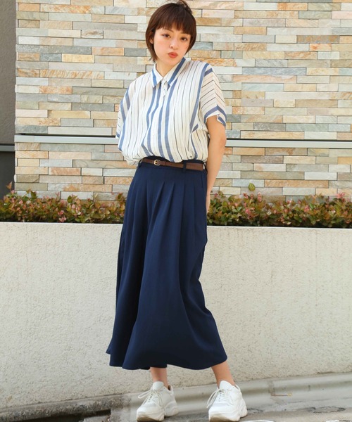 NAVY(ネイビー)の「ベルト付き カットジョーゼットタックパンツ(その他パンツ・レディース・ネイビー/カーキ/ブラック・L/M)」の16枚目の写真