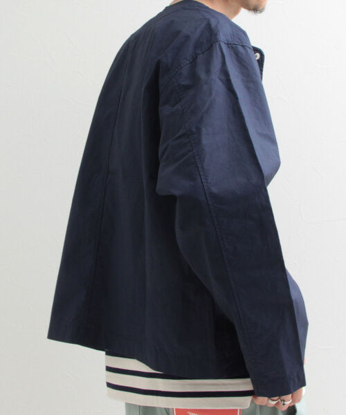 GLOSTER（グロスター）の「【GLOSTER/グロスター】タイプライターノーカラーシャツジャケット（シャツ/ブラウス・メンズ・ネイビー/オフホワイト/カーキ・MEDIUM/LARGE）」の11枚目の写真