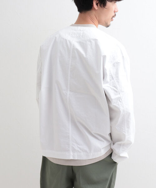 GLOSTER（グロスター）の「【GLOSTER/グロスター】タイプライターノーカラーシャツジャケット（シャツ/ブラウス・メンズ・ネイビー/オフホワイト/カーキ・MEDIUM/LARGE）」の5枚目の写真