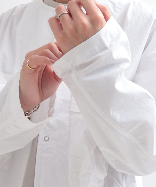 GLOSTER（グロスター）の「【GLOSTER/グロスター】タイプライターノーカラーシャツジャケット（シャツ/ブラウス・メンズ・ネイビー/オフホワイト/カーキ・MEDIUM/LARGE）」の9枚目の写真