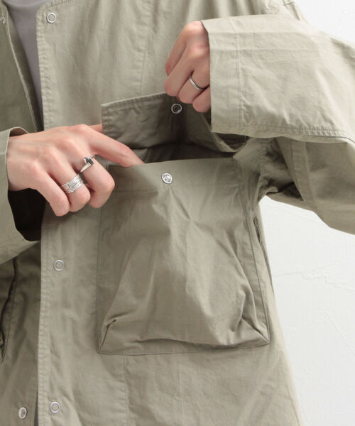 GLOSTER（グロスター）の「【GLOSTER/グロスター】タイプライターノーカラーシャツジャケット（シャツ/ブラウス・メンズ・ネイビー/オフホワイト/カーキ・MEDIUM/LARGE）」の10枚目の写真