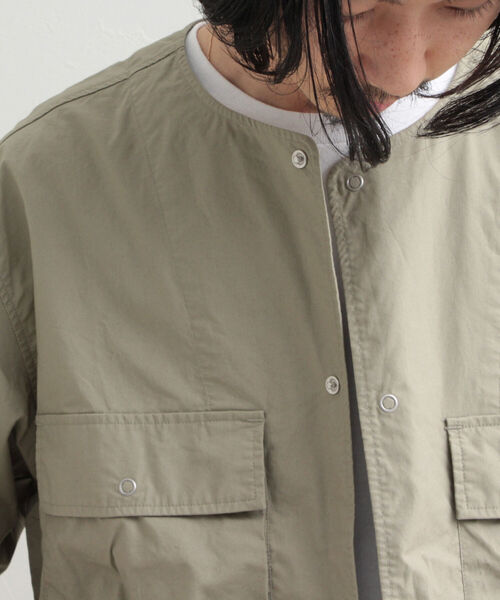 GLOSTER（グロスター）の「【GLOSTER/グロスター】タイプライターノーカラーシャツジャケット（シャツ/ブラウス・メンズ・ネイビー/オフホワイト/カーキ・MEDIUM/LARGE）」の14枚目の写真