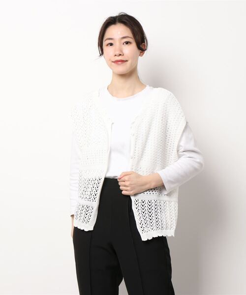 Samansa Mos2 blue(サマンサモスモスブルー)の「前後2way透かしニットベスト(ベスト・レディース・オフホワイト/モカ/チャコール・フリ-)」の8枚目の写真