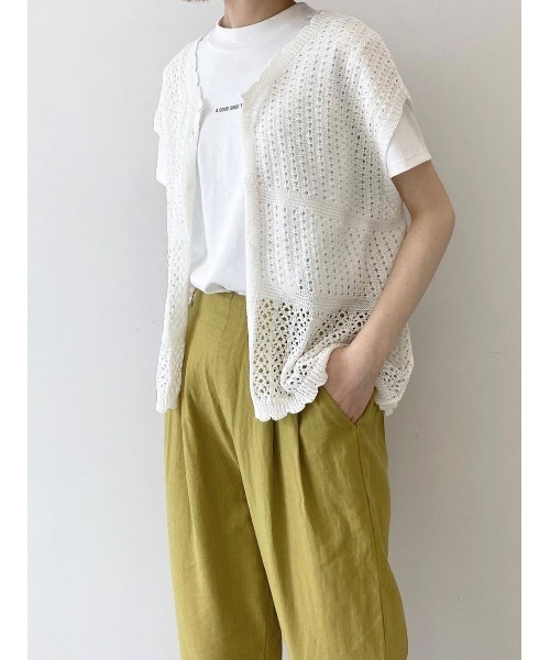 Samansa Mos2 blue(サマンサモスモスブルー)の「前後2way透かしニットベスト(ベスト・レディース・オフホワイト/モカ/チャコール・フリ-)」の9枚目の写真