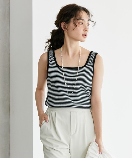 AMERICAN HOLIC(アメリカンホリック)の「Dailyテレコタンクトップ(タンクトップ・レディース・ブラック/オフホワイト/その他7/ブラウン・M/L)」の4枚目の写真