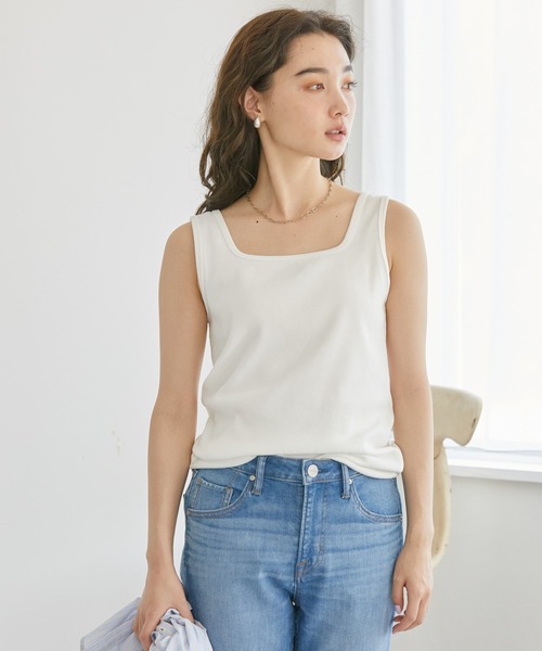 AMERICAN HOLIC(アメリカンホリック)の「Dailyテレコタンクトップ(タンクトップ・レディース・ブラック/オフホワイト/その他7/ブラウン・M/L)」の2枚目の写真