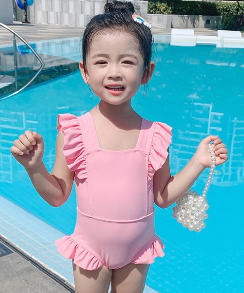 TeddyShop(テディショップ)の「キッズ水着 フリルバックリボンワンピース風オールインワンスイムウェア(水着・レディース・ピンク/ブルー・100cm/110cm/120cm/130cm/140cm)」の6枚目の写真