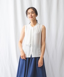 NARACAMICIE - 新品　ナラカミーチェ　ノースリーブブラウス NARACAMICIE】細ストライプノースリーブペプラムブラウス(0(S)7