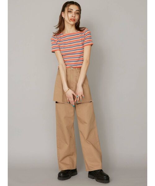 EVRIS（エヴリス）の「マルチボーダーTEE（Tシャツ/カットソー・レディース・オレンジ/グリーン・FREE）」の7枚目の写真