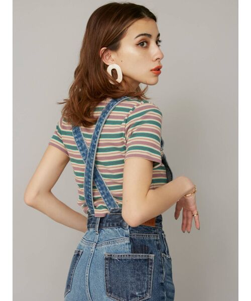 EVRIS（エヴリス）の「マルチボーダーTEE（Tシャツ/カットソー・レディース・オレンジ/グリーン・FREE）」の8枚目の写真