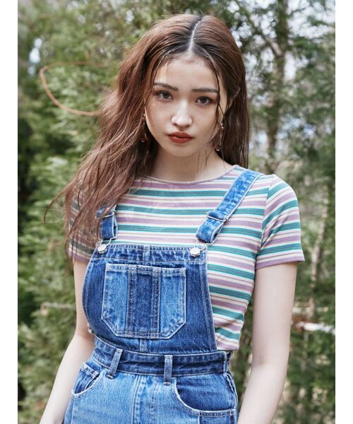 EVRIS（エヴリス）の「マルチボーダーTEE（Tシャツ/カットソー・レディース・オレンジ/グリーン・FREE）」の10枚目の写真