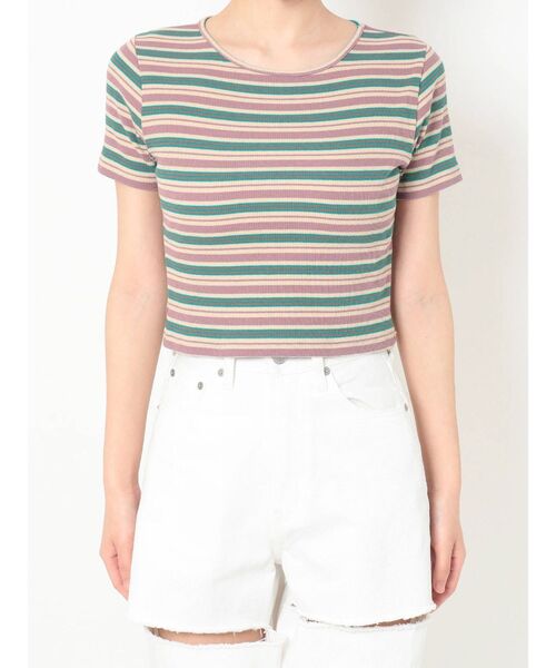 EVRIS（エヴリス）の「マルチボーダーTEE（Tシャツ/カットソー・レディース・オレンジ/グリーン・FREE）」の16枚目の写真