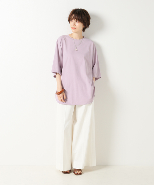 IENA LA BOUCLE(イエナラブークル)の「IENA LA BOUCLE ツイストコットン ラウンドヘムTシャツ(Tシャツ/カットソー・レディース・ブラック系その他/ピンク系その他/バーガンディー・FREE)」の4枚目の写真