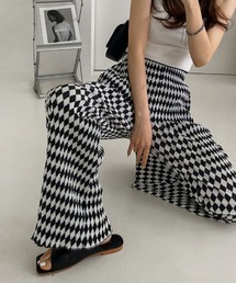 me+em select | ツートンチェックロングプリーツフレアパンツ(その他パンツ)